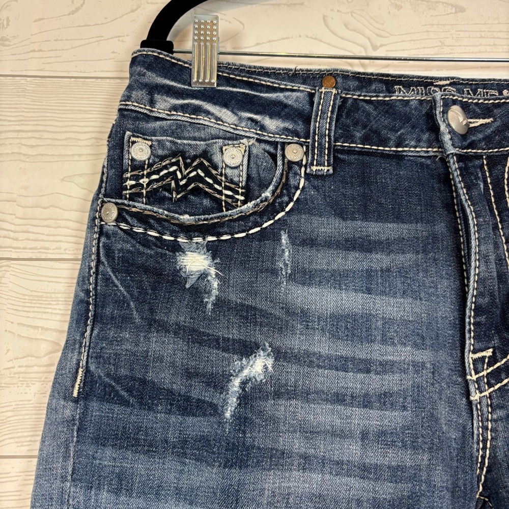 Miss Me Denim Boyfriend Capris Distressed Size 30 - Picture 4 of 15